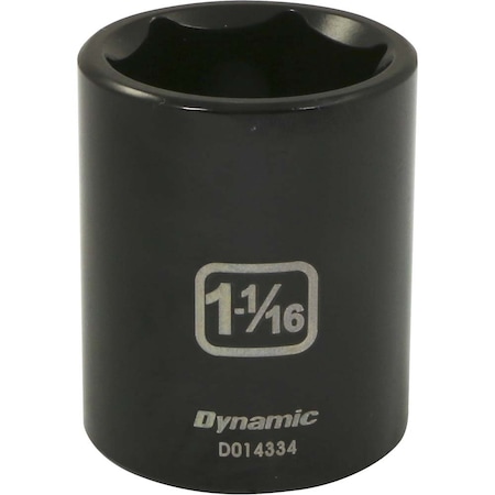 Dynamic 1/2" Drive Standard Socket, Black Phosphate, Tools 1/2" Drive 6 Point SAE, 1-1/16" Standard Length D014334